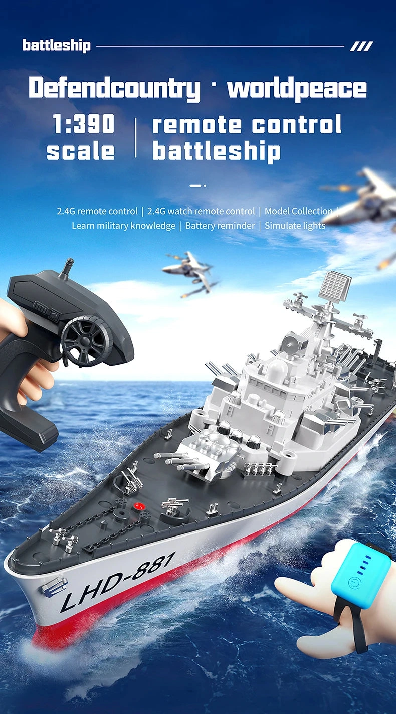 Command the Waves RC Destroyer Battleship Model Boat Action Packed Fun